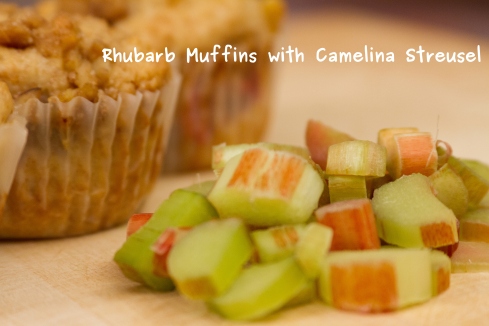A photo of the Rhubarb Camelina Streusel Muffin